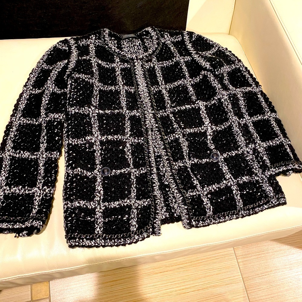 CHANEL Evening Jacket With Leather Cable Accents